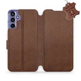 Etui ze skóry naturalnej do Samsung Galaxy A15 4G - wzór Brown Leather