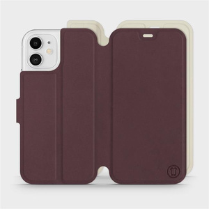 Etui Soft Touch do Apple iPhone 12 - wzór Matowy burgund z platyną