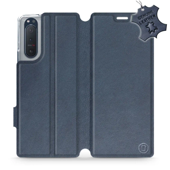 Etui ze skóry naturalnej do Sony Xperia 5 II - wzór Blue Leather