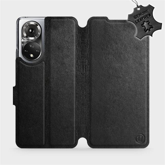 Etui ze skóry naturalnej do Huawei Honor 50 - wzór Black Leather