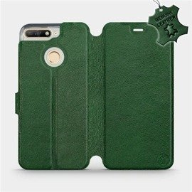 Etui ze skóry naturalnej do Huawei Y6 Prime 2018 - wzór Green Leather