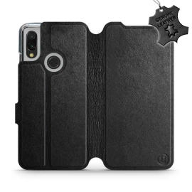 Etui ze skóry naturalnej do Xiaomi Redmi 7 - wzór Black Leather