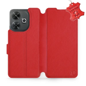 Etui ze skóry naturalnej do Xiaomi Redmi 13 - wzór Red Leather