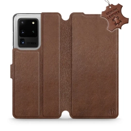 Etui ze skóry naturalnej do Samsung Galaxy S20 Ultra - wzór Brown Leather