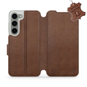 Etui ze skóry naturalnej do Samsung Galaxy S23 - wzór Brown Leather
