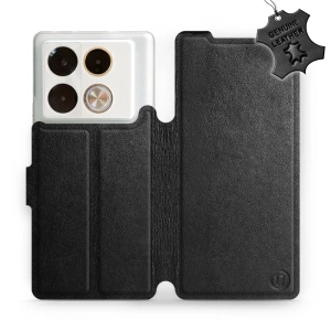 Etui ze skóry naturalnej do Infinix Note 40 Pro - wzór Black Leather