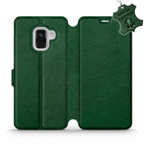 Etui ze skóry naturalnej do Samsung Galaxy A8 2018 - wzór Green Leather