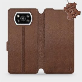 Etui ze skóry naturalnej do Xiaomi POCO X3 Pro - wzór Brown Leather