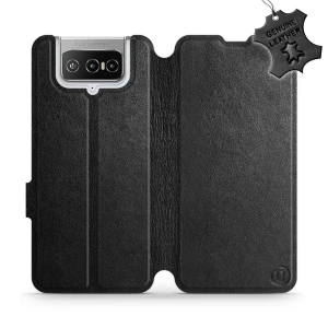 Etui ze skóry naturalnej do Asus Zenfone 7 - wzór Black Leather