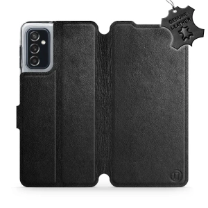 Etui ze skóry naturalnej do Samsung Galaxy M52 5G - wzór Black Leather