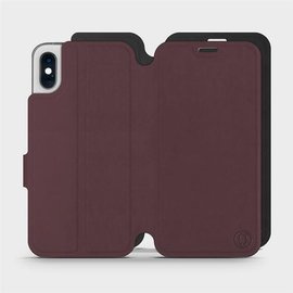 Etui Soft Touch do Apple iPhone X - wzór Matowy burgund z czernią