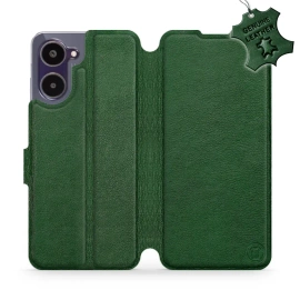 Etui ze skóry naturalnej do Realme 10 - wzór Green Leather