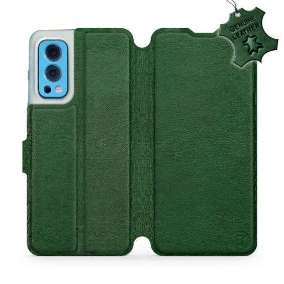 Etui ze skóry naturalnej do OnePlus Nord 2 5G - wzór Green Leather
