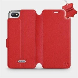 Etui ze skóry naturalnej do Xiaomi Redmi 6A - wzór Red Leather