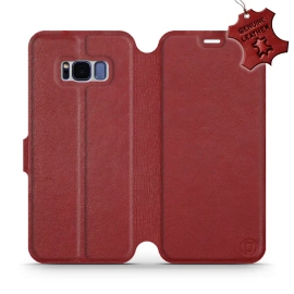 Etui ze skóry naturalnej do Samsung Galaxy S8 - wzór Dark Red Leather