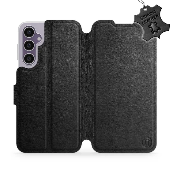 Etui ze skóry naturalnej do Samsung Galaxy S23 FE - wzór Black Leather