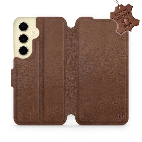 Etui ze skóry naturalnej do Samsung Galaxy S24 - wzór Brown Leather