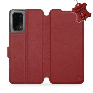 Etui ze skóry naturalnej do OPPO A74 5G - wzór Dark Red Leather