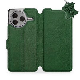 Etui ze skóry naturalnej do Xiaomi POCO F7 Pro 5G - wzór Green Leather