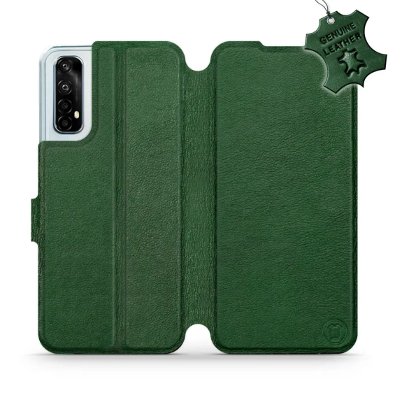 Etui ze skóry naturalnej do Realme 7 - wzór Green Leather