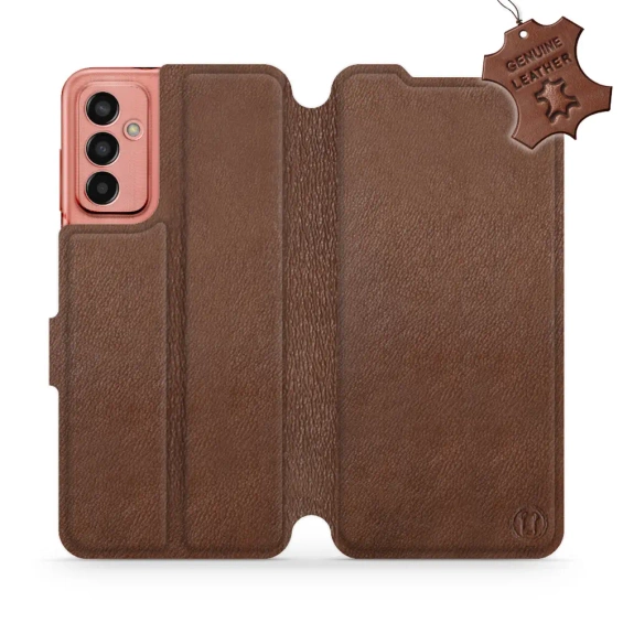Etui ze skóry naturalnej do Samsung Galaxy M13 - wzór Brown Leather