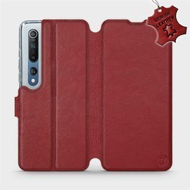 Etui ze skóry naturalnej do Xiaomi Mi 10 - wzór Dark Red Leather