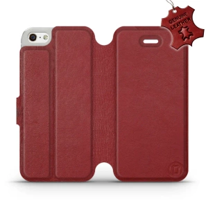 Etui ze skóry naturalnej do Apple iPhone 5s - wzór Dark Red Leather