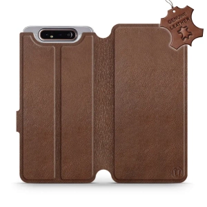 Etui ze skóry naturalnej do Samsung Galaxy A80 - wzór Brown Leather