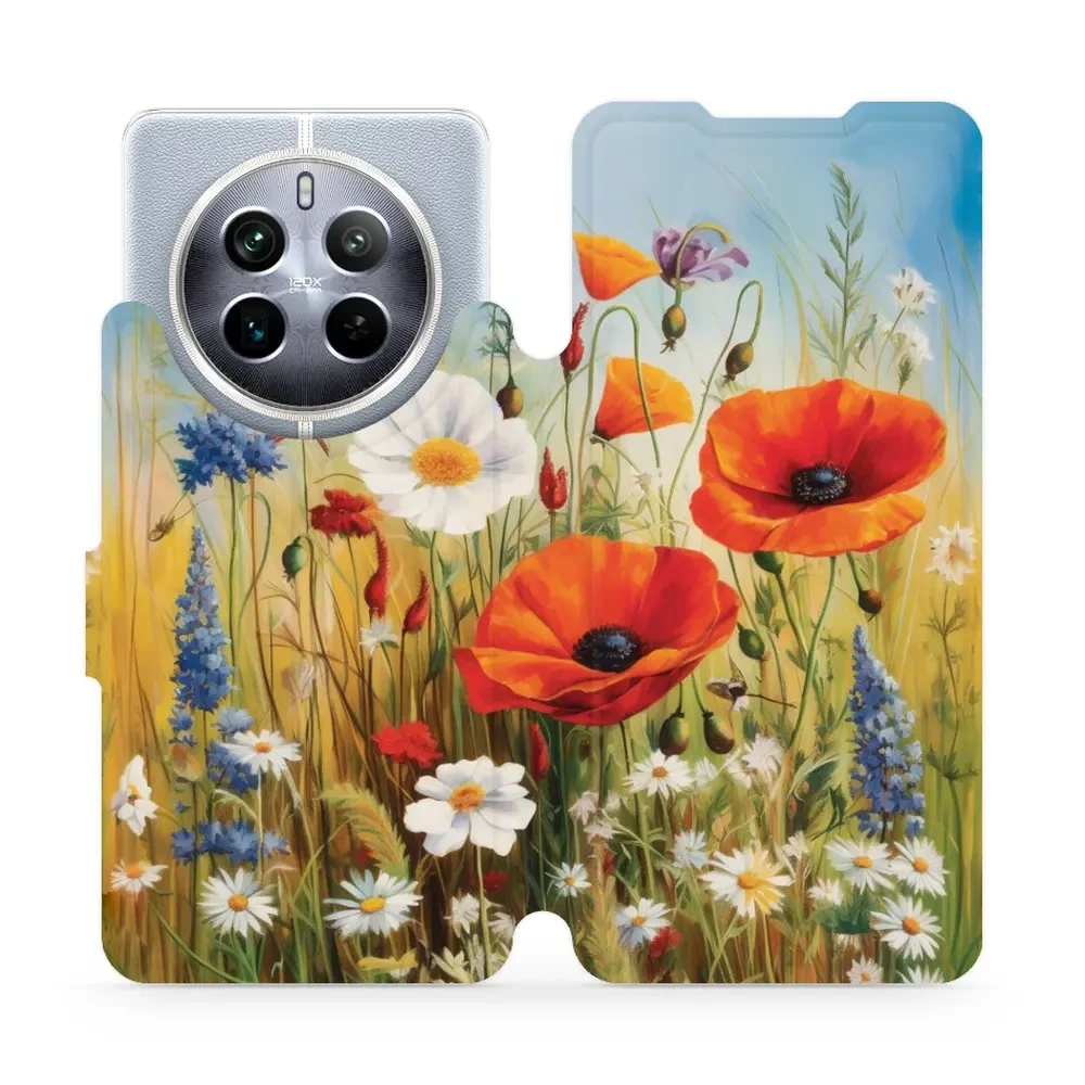 Mobiwear Book, Displayschutz, magnetischer Verschluss, Silikoneinlage, Schutz, Wiesenblumen