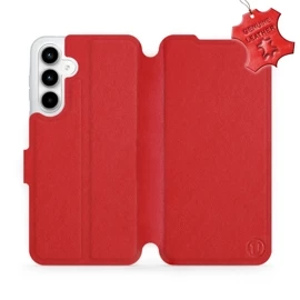 Etui ze skóry naturalnej do Samsung Galaxy A35 5G - wzór Red Leather