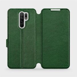 Etui ze skóry naturalnej do Xiaomi Redmi 9 - wzór Green Leather