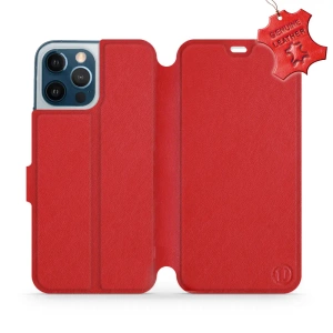 Etui ze skóry naturalnej do Apple iPhone 12 Pro Max - wzór Red Leather