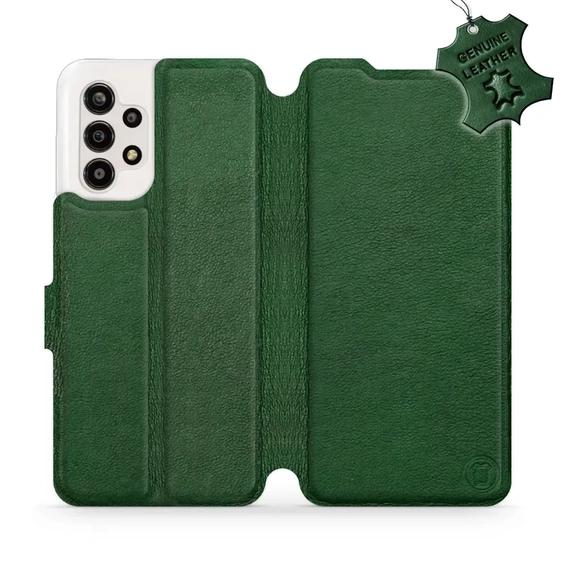 Etui ze skóry naturalnej do Samsung Galaxy A13 4G - wzór Green Leather