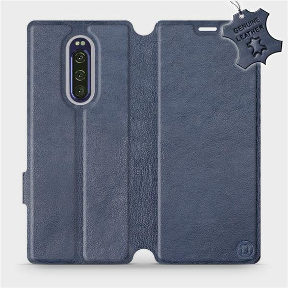 Etui ze skóry naturalnej do Sony Xperia 1 - wzór Blue Leather