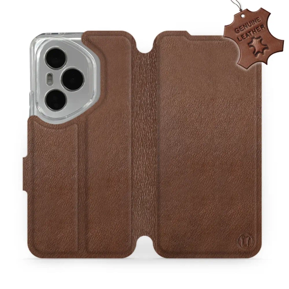 Etui ze skóry naturalnej do Huawei Honor 400 Pro - wzór Brown Leather