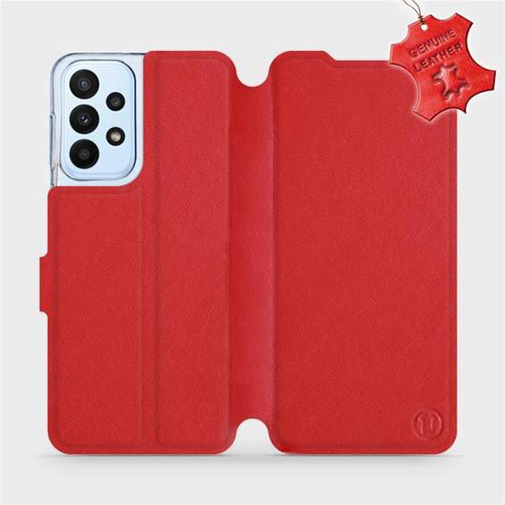 Etui ze skóry naturalnej do Samsung Galaxy A23 - wzór Red Leather