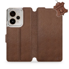 Etui ze skóry naturalnej do Realme 15 Pro 5G - wzór Brown Leather