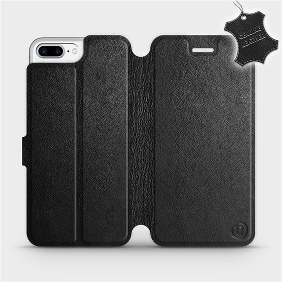 Etui ze skóry naturalnej do Apple iPhone 7 Plus - wzór Black Leather
