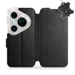 Etui ze skóry naturalnej do Huawei Pura 80 Ultra - wzór Black Leather