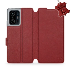 Etui ze skóry naturalnej do Xiaomi 11T Pro - wzór Dark Red Leather