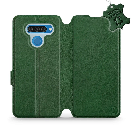 Etui ze skóry naturalnej do LG Q60 - wzór Green Leather