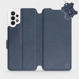 Etui ze skóry naturalnej do Samsung Galaxy A13 4G - wzór Blue Leather