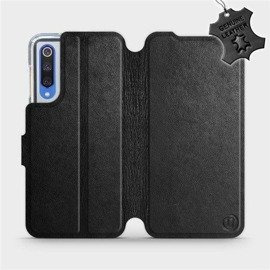 Etui ze skóry naturalnej do Xiaomi Mi 9 SE - wzór Black Leather