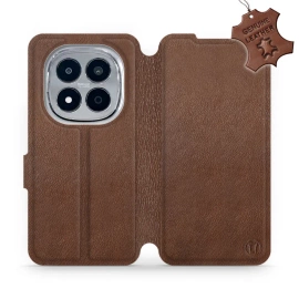 Etui ze skóry naturalnej do Xiaomi Redmi Note 15 Pro 5G - wzór Brown Leather