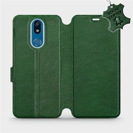 Etui ze skóry naturalnej do LG K40 - wzór Green Leather