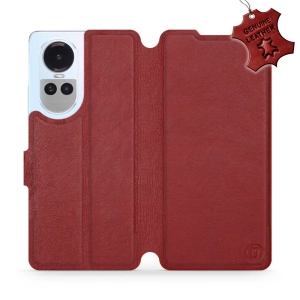 Etui ze skóry naturalnej do OPPO Reno 10 5G - wzór Dark Red Leather