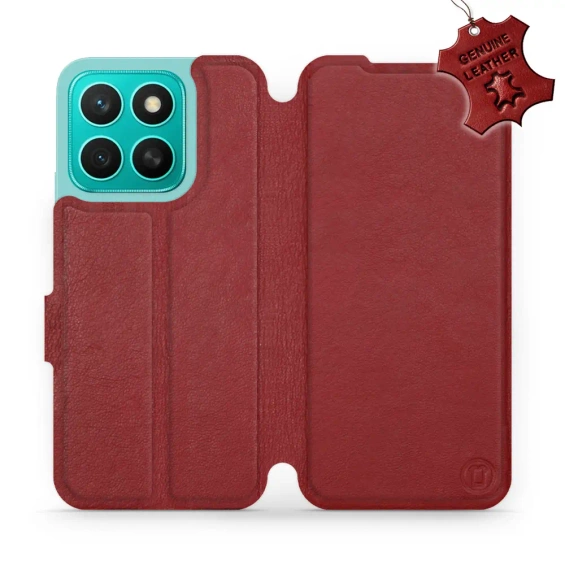 Etui ze skóry naturalnej do Huawei Honor X8c - wzór Dark Red Leather