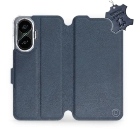 Etui ze skóry naturalnej do Xiaomi POCO F7 - wzór Blue Leather