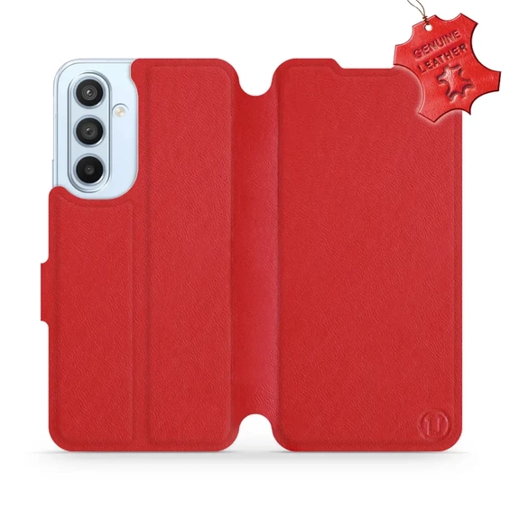Etui ze skóry naturalnej do Samsung Galaxy A54 - wzór Red Leather