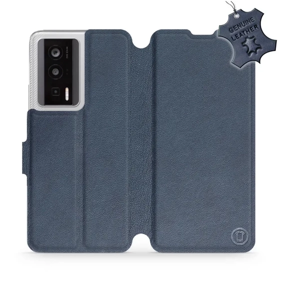Etui ze skóry naturalnej do Xiaomi POCO F5 Pro - wzór Blue Leather